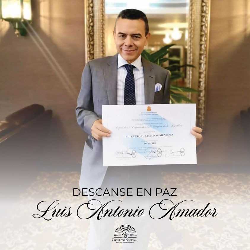 Congreso lamenta el sensible fallecimiento del congresista por Olancho, Luis Amador